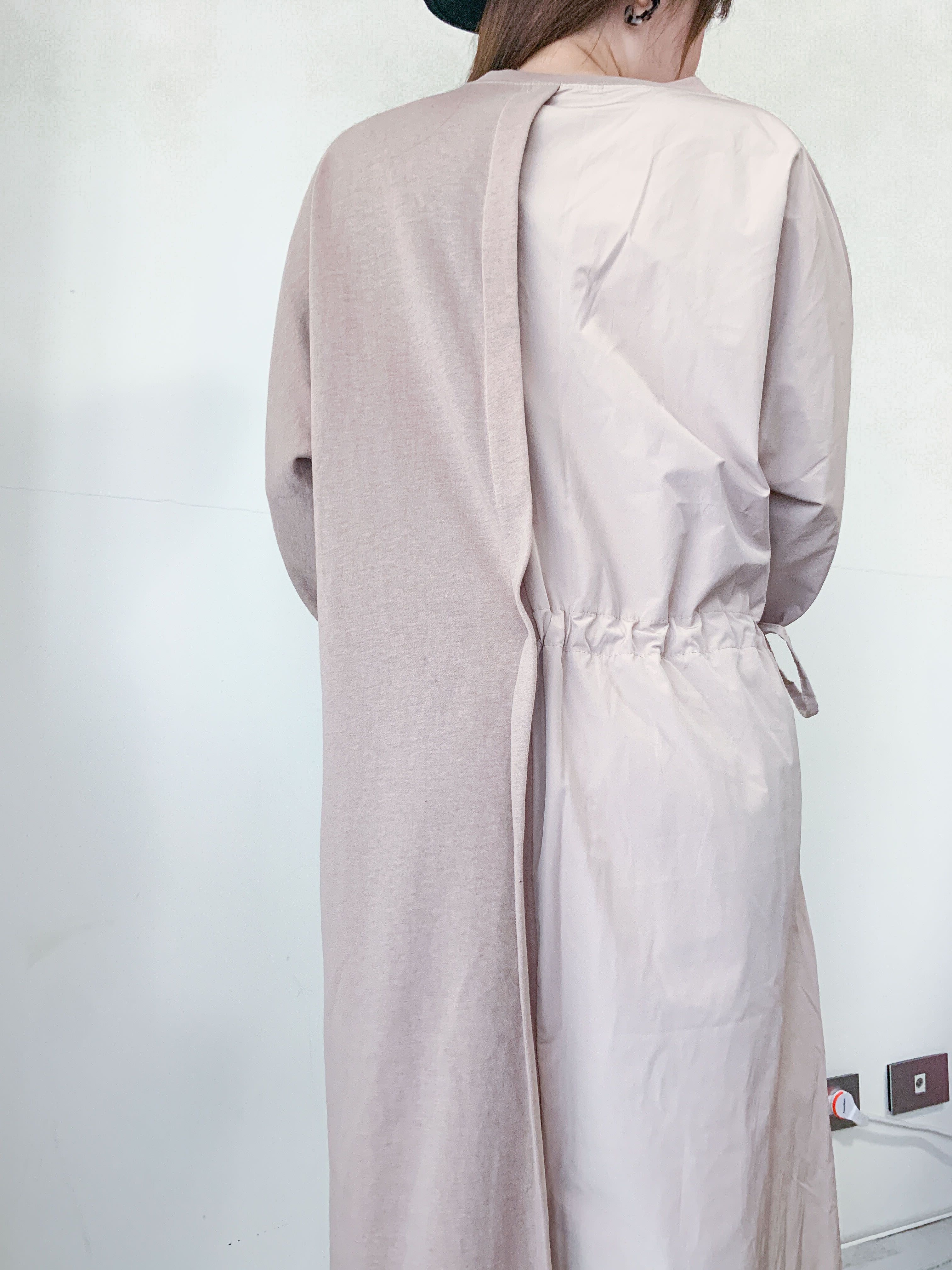 1909K045【回春系列】異素材優雅長版洋裝