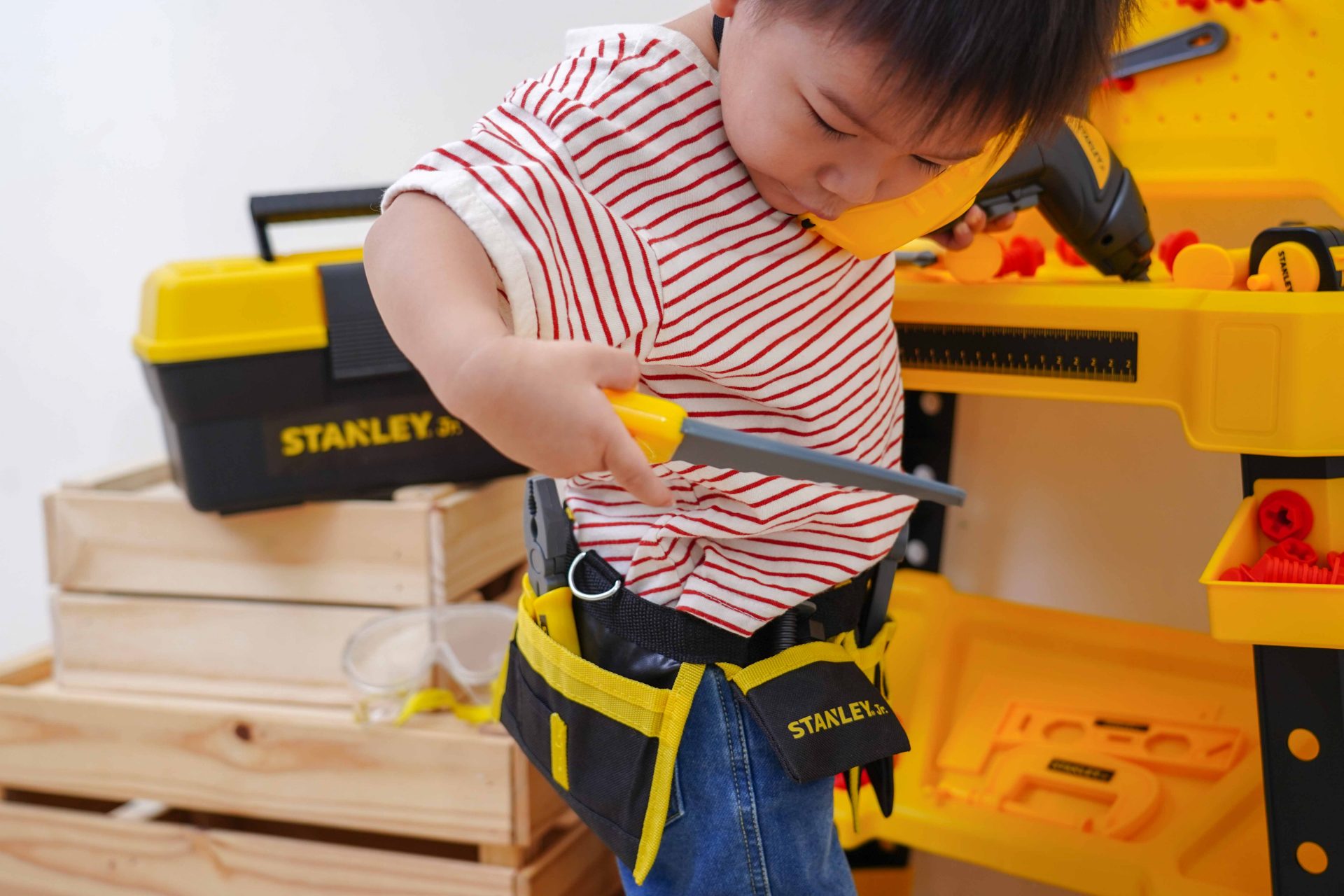 【滿足孩子組裝與探索的樂趣｜美國STANLEY Jr工具台。工具箱。工程車】