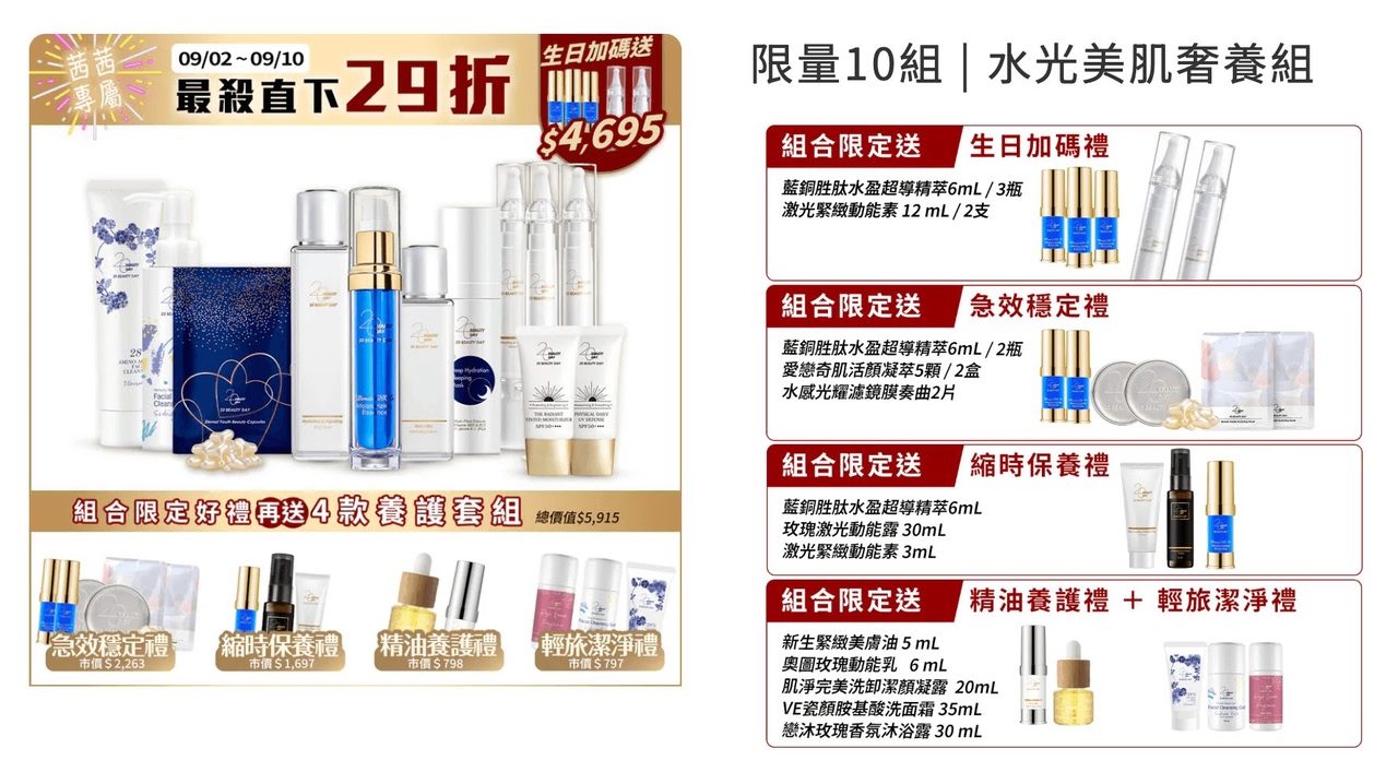 只要3分鐘~養出逆齡美肌【20 BEAUTY DAY藍銅胜肽+玫瑰動能+早C晚A|強效保濕、抗老維穩、美白透亮】茜茜生日慶激省團購 只要3分鐘~養出逆齡美肌【20 BEAUTY DAY藍銅胜肽+玫瑰動能+早C晚A|強效保濕、抗老維穩、美白透亮】茜茜生日慶激省團購